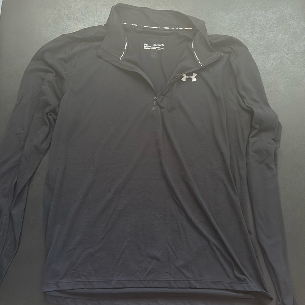 Black Under Armour 2XL Fitted Heatgear Zip-Up Sweater